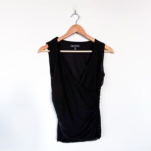 3/$20⚡️ Vintage 90s Mesh Surplice Sleeveless Black Cross Front Tank Top I.N.C
